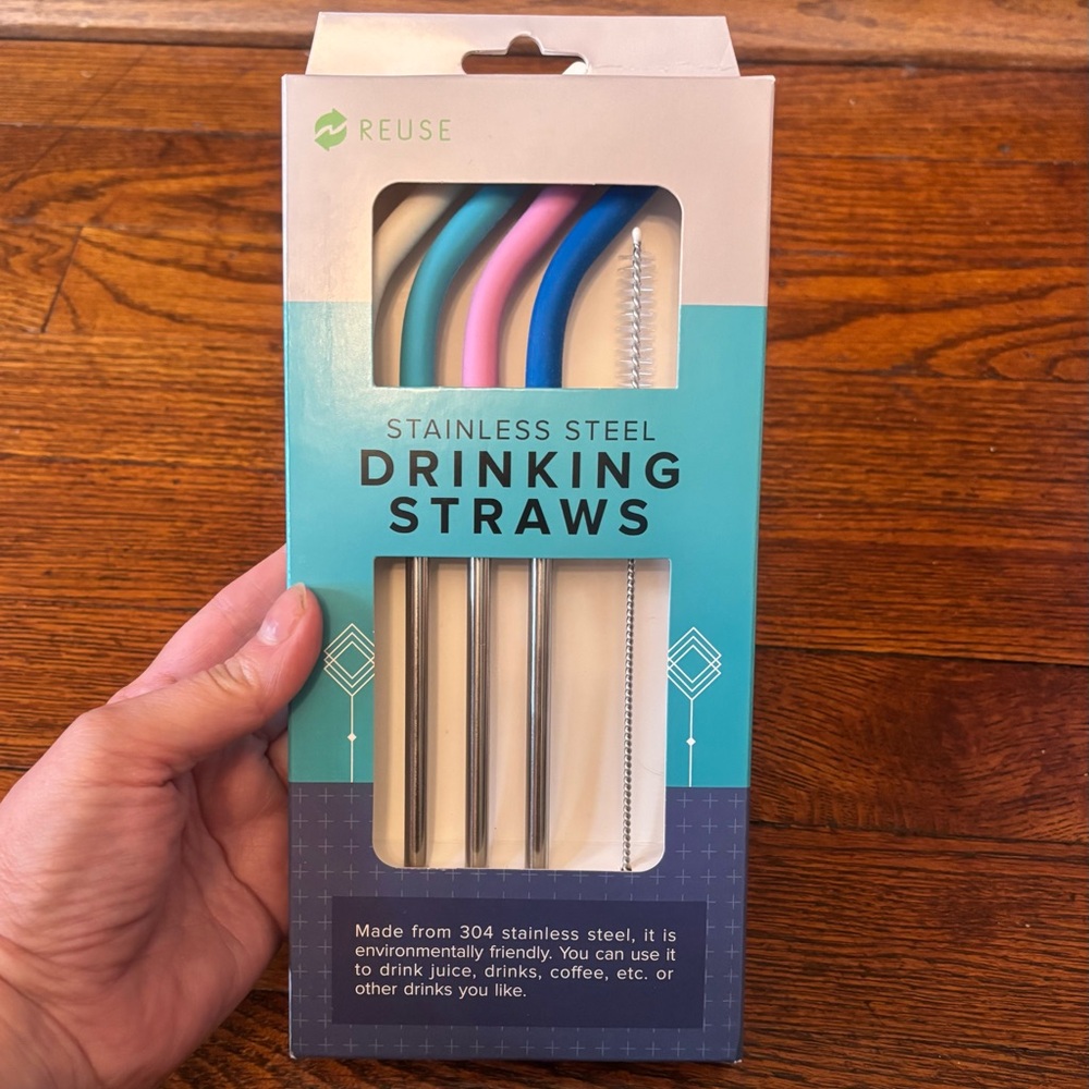 Stainless Steel Reusable Drinking Straws Set